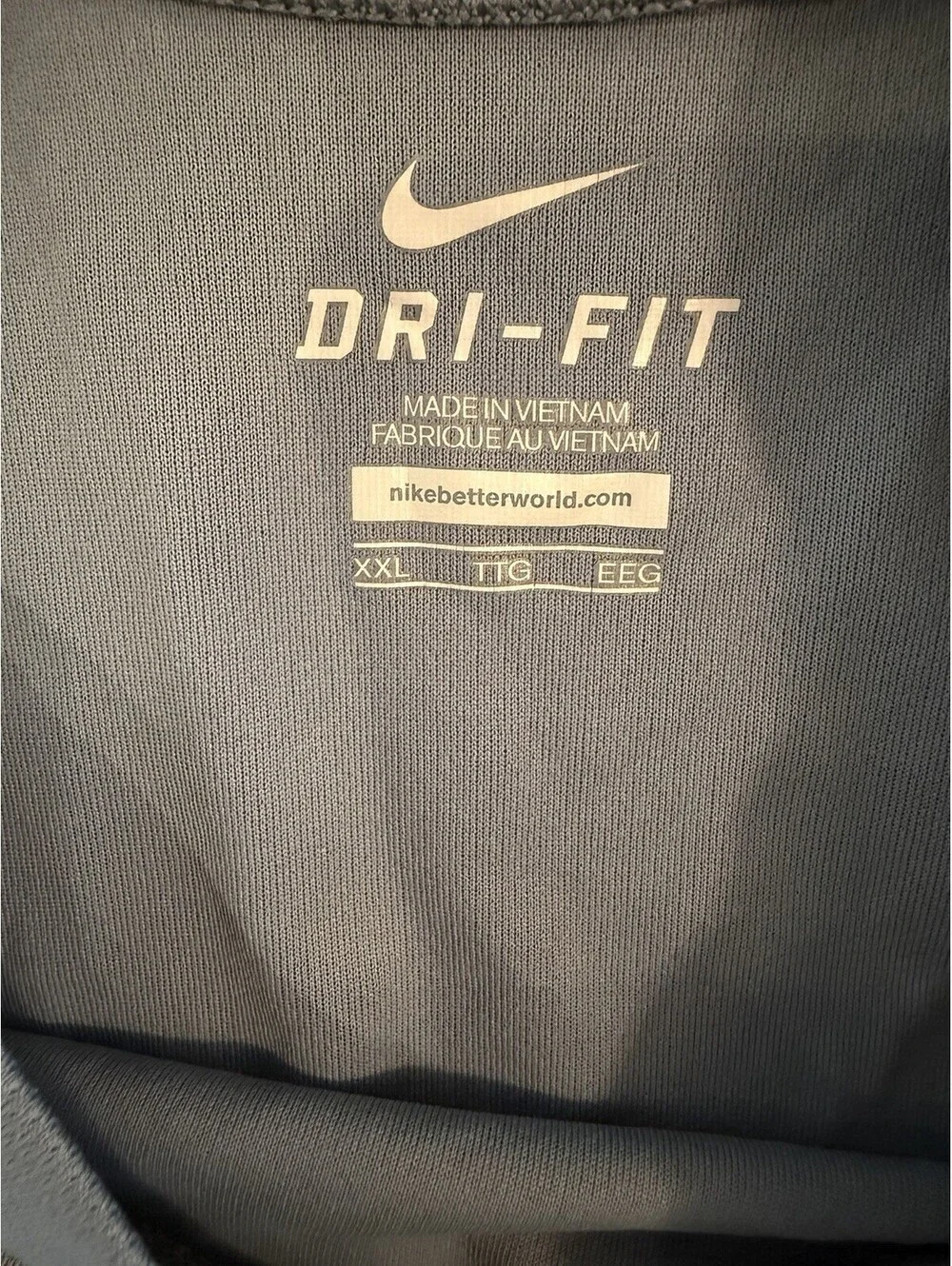 Nike Dri-FIT Shirt Mens XXL Gray Big Swoosh Athletic Gym Training Tee